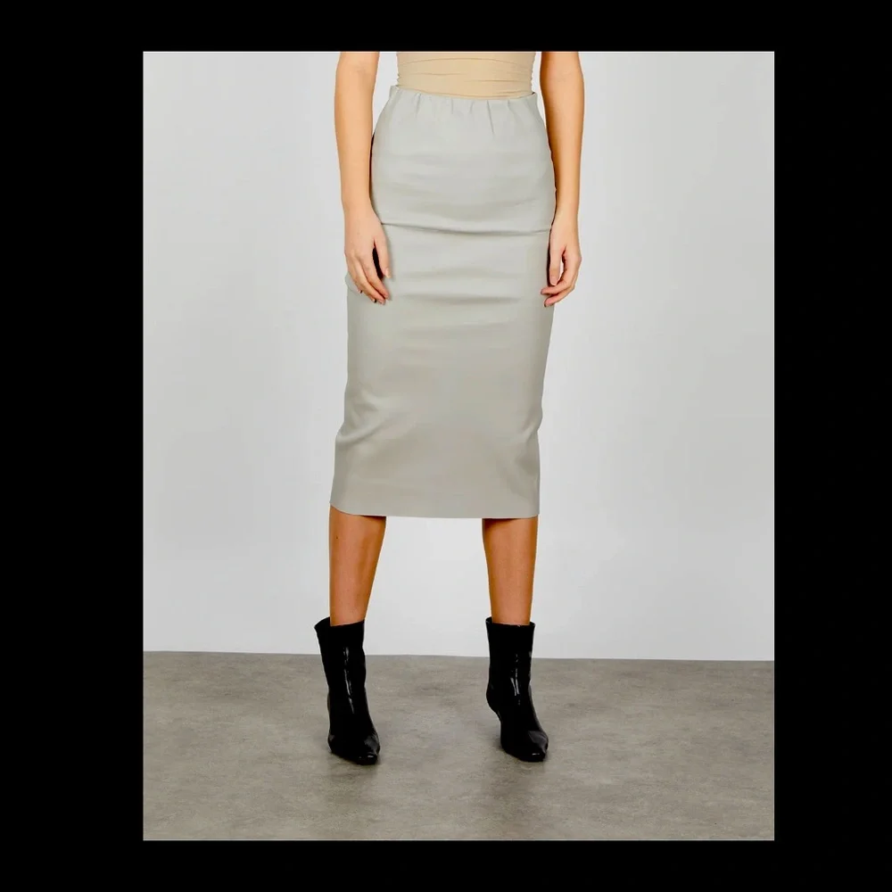 NWT By MALENE BIRGER Gray Embossed Leather Pencil Skirt - Picture 1 of 13